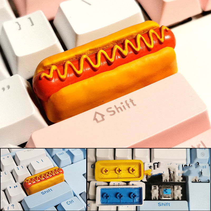 Cute Resin Keycap Burger n Fries Mechanical Keyboard