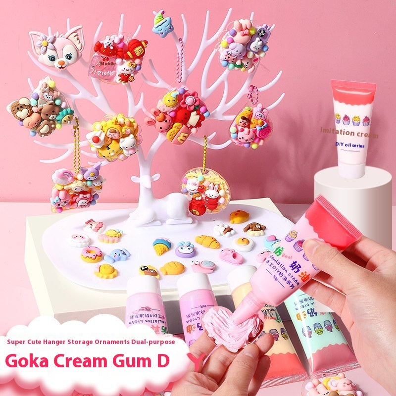 Cream Glue Goka Small Round Partetti Stickers Notebook Stickers