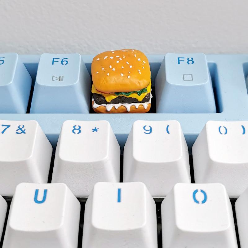 Cute Resin Keycap Burger n Fries Mechanical Keyboard