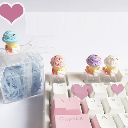 Handmade Personality Cute Girl Three-dimensional Transparent Ice Cream Mechanical Keyboard Keycap