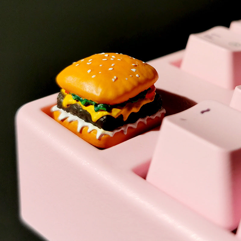 Cute Resin Keycap Burger n Fries Mechanical Keyboard