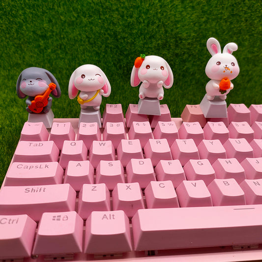 Adorable Bunny Keycaps Mechanical Keyboard